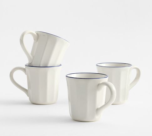 Heirloom Stoneware Mugs, Set of 4 - Navy