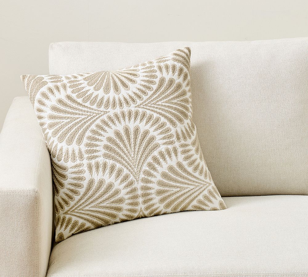 Soleil Embroidered Pillow Cover - Ivory/Neutral, 18"