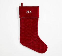 Open Box: Channel Quilted Velvet Stocking, Medium - Red