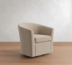 Open Box: Hyde Upholstered Swivel Armchair - Performance Midland Tweed Stone