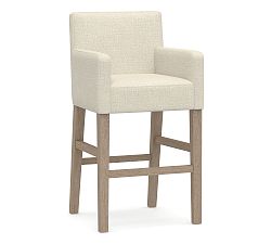 Open Box: Classic Upholstered Counter Stool (24") - Basketweave Slub Oatmeal, Seadrift