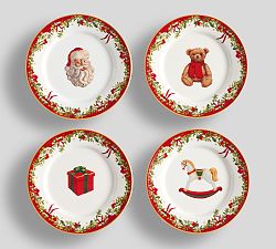 Open Box: Nostalgic Christmas Icon Stoneware Appetizer Plates, Mixed Set of 4 - Multi