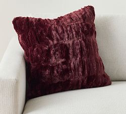 Open Box: Ruched Faux Fur Pillow Cover (20") - Merlot