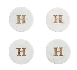 Open Box: Alphabet Marble &amp; Wood Coasters, Set of 4 - H