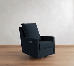 Open Box: Ayden Square Arm Swivel Glider Manual Recliner - Performance Heathered Basketweave Navy