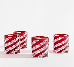 Open Box: Etched Swirl Double Old Fashioned Glasses, Set of 4 - Red