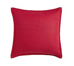 Open Box: Belgian Flax Linen Galen Sham, Euro, Set of 3 - Red Berry