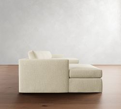 Carmel Slim Arm Slipcovered Double Chaise Sectional (139"&ndash;171")