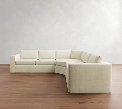 Carmel Wide Arm Slipcovered 3-Piece L-Shaped Wedge Sectional (123"&ndash;129")