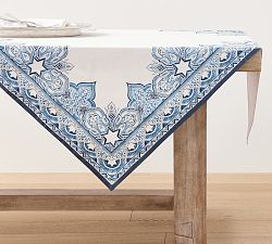 Open Box: Hanukkah Medallion Cotton/Linen Table Throw, 50" - Blue