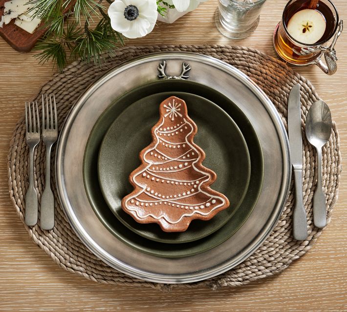 Gingerbread Tree Stoneware Appetizer Plates - Set of 4 | Pottery Barn