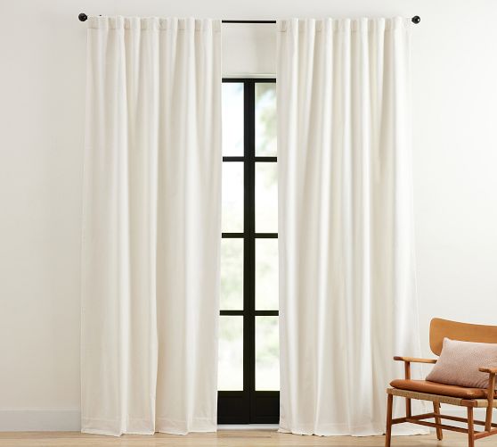 Custom Velvet Twill Blackout Curtain - Ivory by Pottery Barn