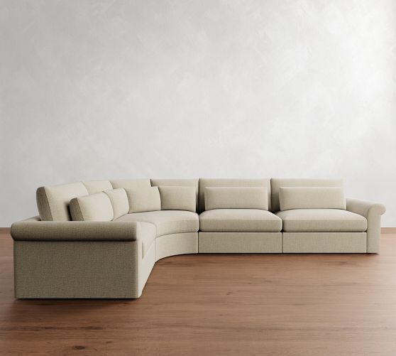 Westwood Roll Arm Deep Seat 4-Piece Curved Wedge Sectional (158") by Pottery Barn