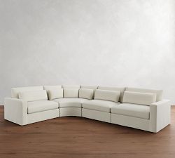 Westwood Square Arm Deep Seat Slipcovered 4-Piece Curved Wedge Sectional (156")