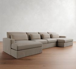 Westwood Square Arm Deep Seat Slipcovered Double Chaise Sectional (185")