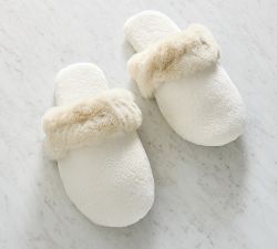 Ruched Faux Fur Slippers
