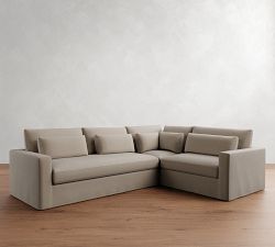 Westwood Square Arm Deep Seat Slipcovered 3-Piece Sectional (122")
