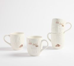 Whistler Chalet Embossed Mugs - Set of 4