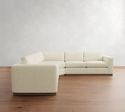 Carmel Wide Arm Wood Base 3-Piece L-Shaped Wedge Sectional (123")