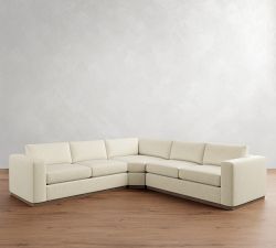 Carmel Wide Arm Wood Base 3-Piece L-Shaped Wedge Sectional (123")