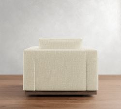 Carmel Wide Arm Wood Base Swivel Chair