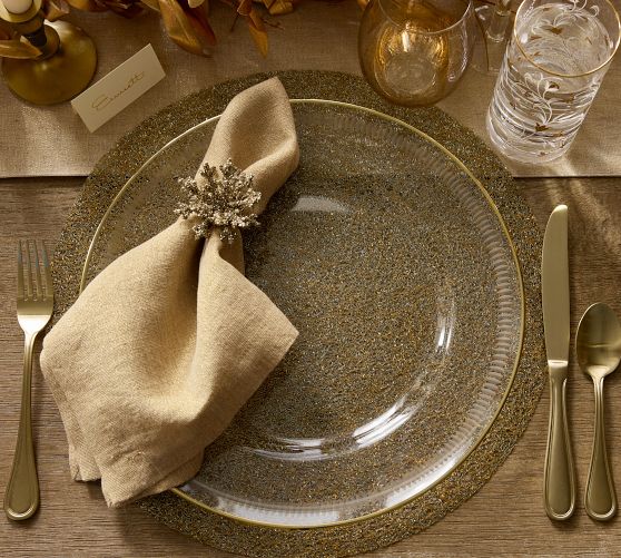 Etched Gold Rim Charger Plates by Pottery Barn