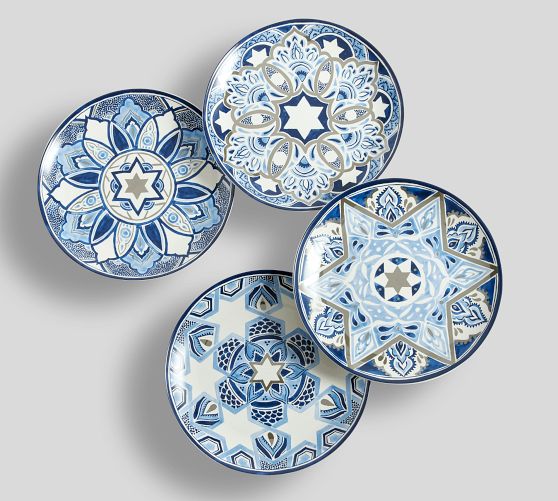 Hanukkah Medallion Stoneware Salad Plates - Set of 4 by Pottery Barn