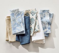 Shell &amp; Starfish Organic Cotton Napkins - Mixed Set of 4