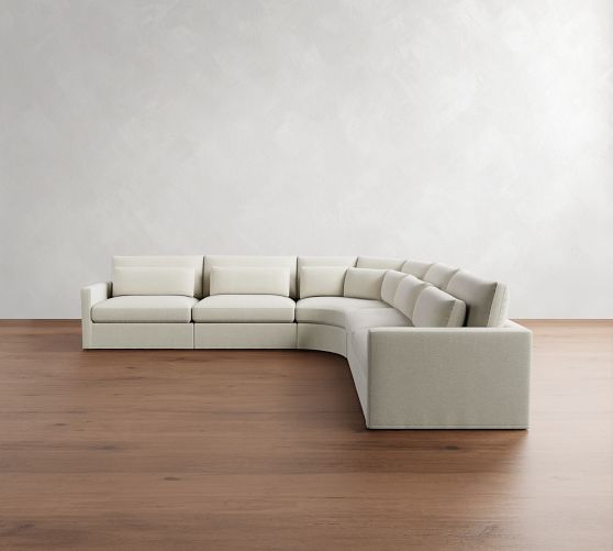 Westwood Slim Arm Deep Seat Slipcovered 5-Piece Curved Wedge Sectional (153") by Pottery Barn