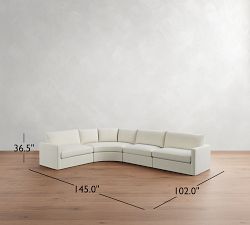 Westwood Slim Arm Slipcovered 4-Piece Curved Wedge Sectional (148")