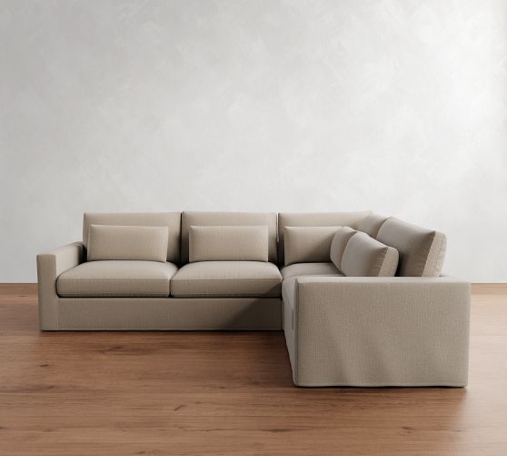 Westwood Square Arm Deep Seat Slipcovered 3-Piece Sectional (122") by Pottery Barn