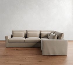 Westwood Square Arm Deep Seat Slipcovered 3-Piece Sectional (122")
