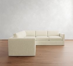 Carmel Slim Arm Slipcovered 3-Piece L-Shaped Sectional (110")