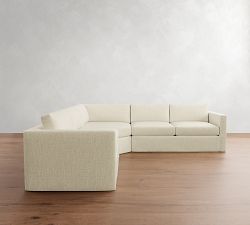 Carmel Slim Arm Slipcovered 3-Piece L-Shaped Wedge Sectional (120"&ndash;127")