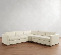 Carmel Slim Arm Wood Base 3-Piece L-Shaped Wedge Sectional (120")
