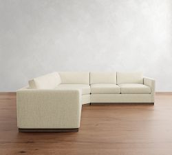 Carmel Slim Arm Wood Base 3-Piece L-Shaped Wedge Sectional (120")