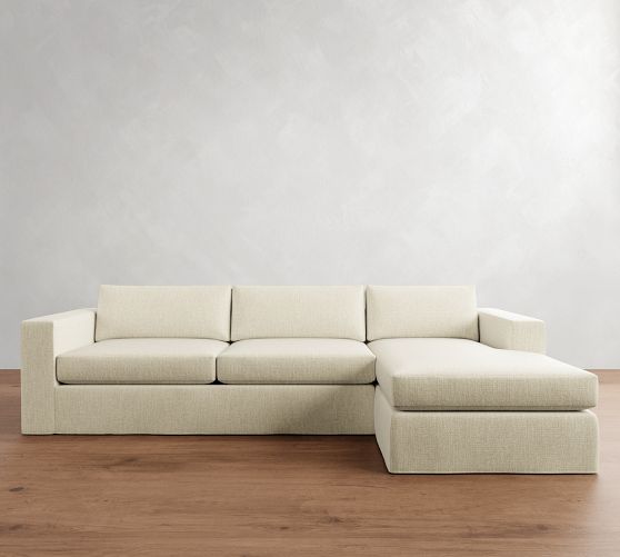 Carmel Wide Arm Slipcovered Chaise Sectional (113"-135") by Pottery Barn
