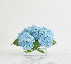Faux Composed Light Blue Hydrangea Arrangement