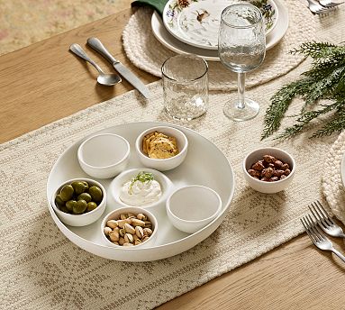 希少　 ★ポッタリーバーン／Pottery Barn★ ピザ皿 Larkin Stoneware Multi-Condiment Server | Pottery Barn