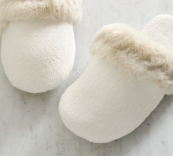 Ruched Faux Fur Slippers