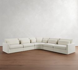 Westwood Slim Arm Deep Seat Slipcovered 5-Piece Curved Wedge Sectional (153")