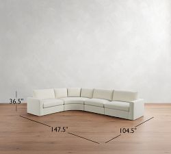 Westwood Square Arm Slipcovered 4-Piece Curved Wedge Sectional (151")