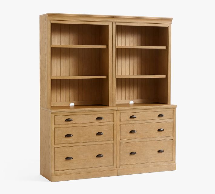 Aubrey Storage Shelf with 3-Drawer Cabinet, Dutch White, 72" | Pottery Barn Aubrey Storage Shelf with 3-Drawer Cabinet, Dutch White, 72" | Pottery Barn