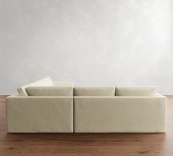 Carmel Slim Arm Slipcovered 3-Piece L-Shaped Wedge Sectional (120"&ndash;127")