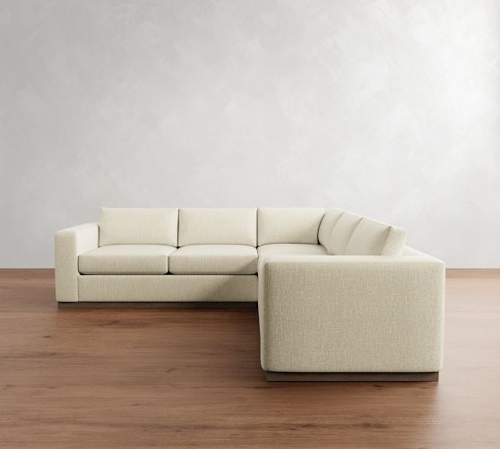 Carmel Wide Arm Wood Base 3-Piece L-Shaped Sectional (113") by Pottery Barn