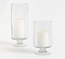 Hammered Pedestal Hurricane Candle Holder