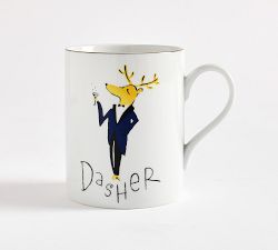 Vintage Reindeer Mugs - Mixed Set of 8