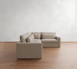 Westwood Square Arm Deep Seat Slipcovered 3-Piece Sectional (122")
