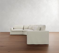 Westwood Square Arm Deep Seat Slipcovered 4-Piece Curved Wedge Sectional (156")