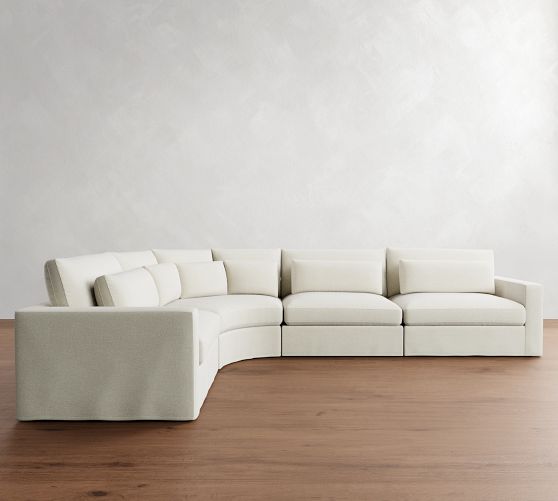 Westwood Square Arm Deep Seat Slipcovered 4-Piece Curved Wedge Sectional (156") by Pottery Barn